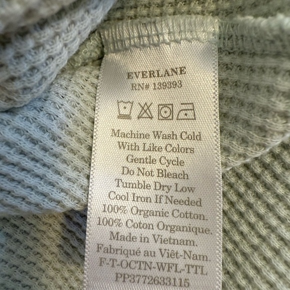 Everlane Pale Mint Green Waffle Knit Shirt Size M Organic Cotton - Picture 4 of 9